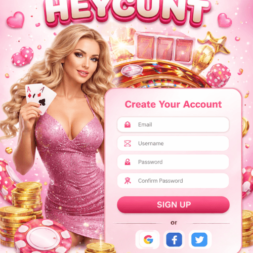 HEYCUNT sign in page for the HEYCUNT online casino with diverse games and smooth player access